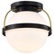 Nuvo Lakeshore 1-Light Small Flush Matte Black & Natural Brass White Opal Glass 60/7770 - alternate 2